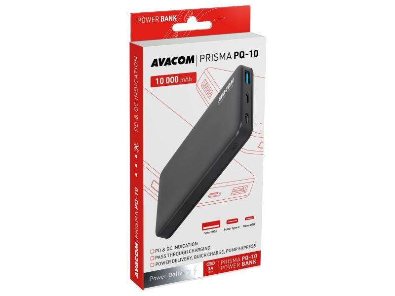 Powerbank Avacom 10000mAh, QC, USB-C PD černá