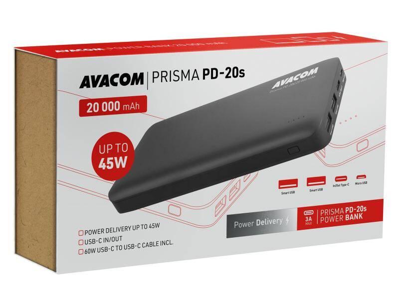 Powerbank Avacom 20000mAh, USB-C PD černá