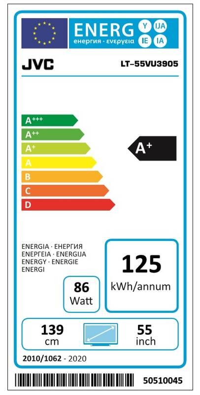 Televize JVC LT-55VU3905 černá, Televize, JVC, LT-55VU3905, černá