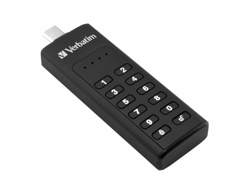 USB Flash Verbatim Keypad Secure, 128GB, USB-C černý