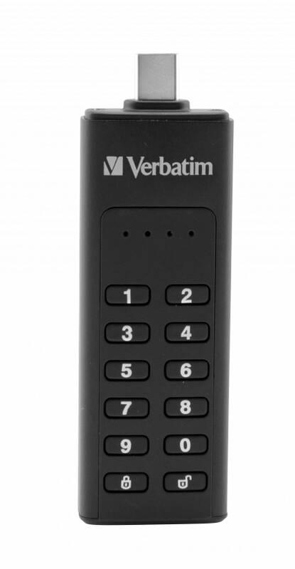 USB Flash Verbatim Keypad Secure, 128GB, USB-C černý