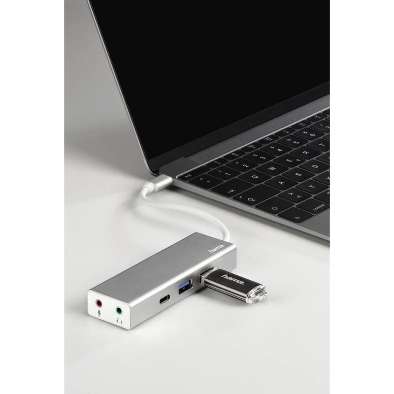 USB Hub Hama USB-C 2x USB, USB-C, Jack 3,5mm stříbrný, USB, Hub, Hama, USB-C, 2x, USB, USB-C, Jack, 3,5mm, stříbrný