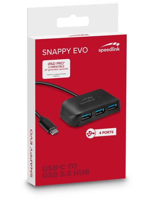 USB Hub Speed Link Snappy Evo, USB-C 4x USB 3.0 černý