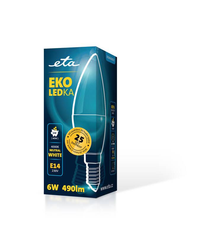 Žárovka LED ETA EKO LEDka svíčka 6W, E14, neutrální bílá, Žárovka, LED, ETA, EKO, LEDka, svíčka, 6W, E14, neutrální, bílá