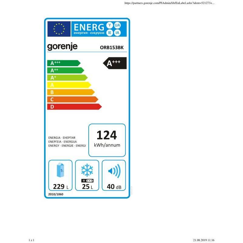 Chladnička Gorenje ORB153RD-L červená