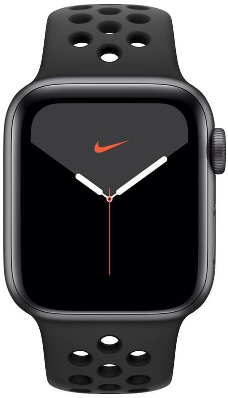 Chytré hodinky Apple Watch Nike Series 5 GPS 40mm pouzdro z vesmírně šedého hliníku - antracitový černý sportovní řemínek Nike, Chytré, hodinky, Apple, Watch, Nike, Series, 5, GPS, 40mm, pouzdro, z, vesmírně, šedého, hliníku, antracitový, černý, sportovní, řemínek, Nike
