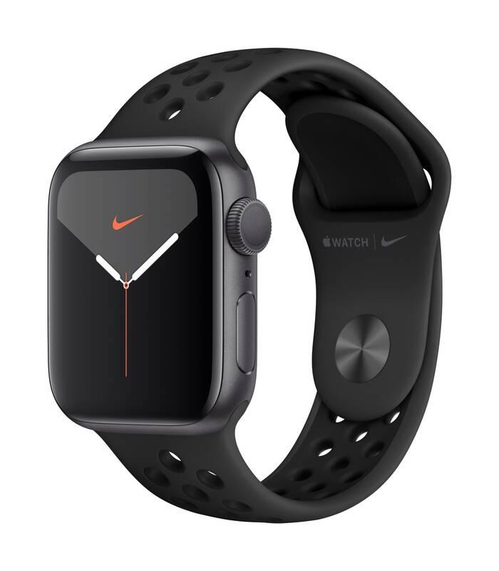 Chytré hodinky Apple Watch Nike Series 5 GPS 40mm pouzdro z vesmírně šedého hliníku - antracitový černý sportovní řemínek Nike