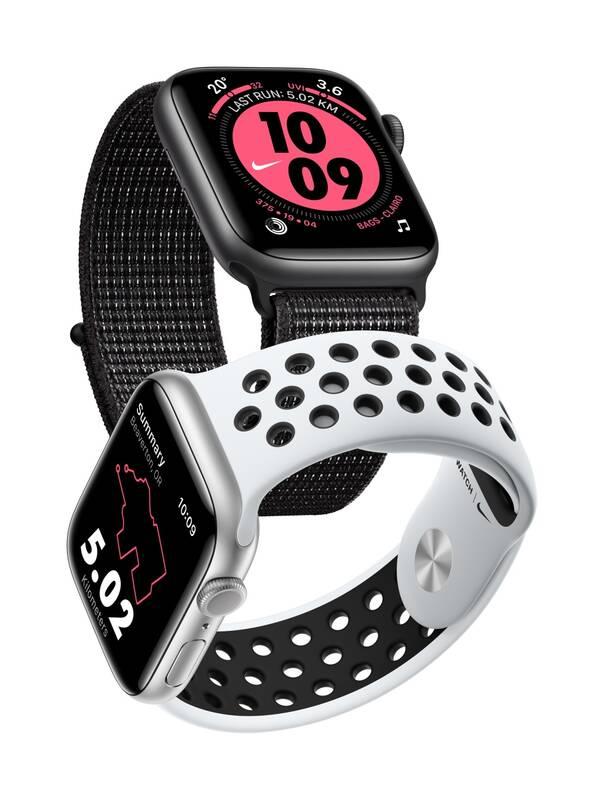 Chytré hodinky Apple Watch Nike Series 5 GPS 44mm pouzdro z vesmírně šedého hliníku - antracitový černý sportovní řemínek Nike