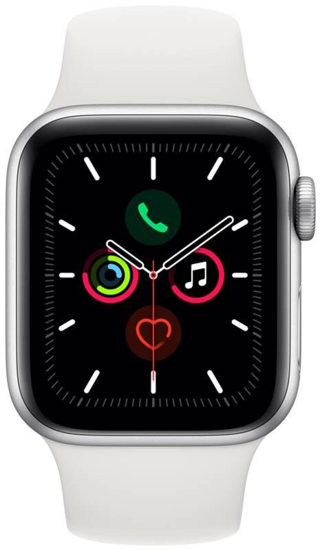 Chytré hodinky Apple Watch Series 5 GPS 40mm pouzdro ze stříbrného hliníku - bílý sportovní řemínek, Chytré, hodinky, Apple, Watch, Series, 5, GPS, 40mm, pouzdro, ze, stříbrného, hliníku, bílý, sportovní, řemínek