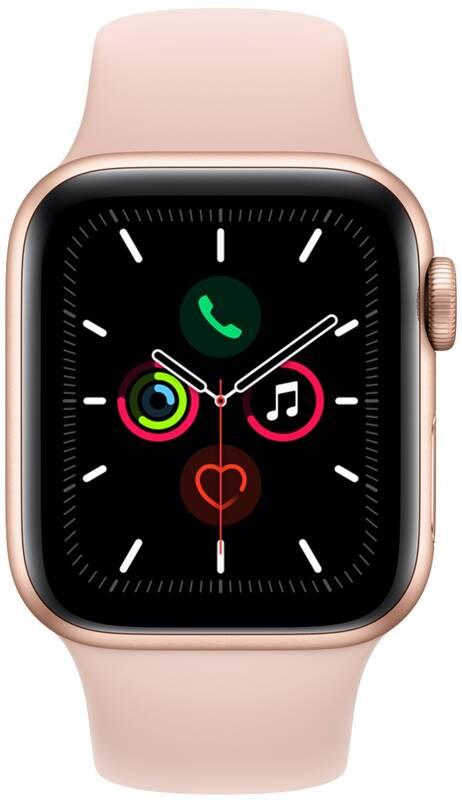 Chytré hodinky Apple Watch Series 5 GPS 40mm pouzdro ze zlatého hliníku - pískově růžový sportovní řemínek