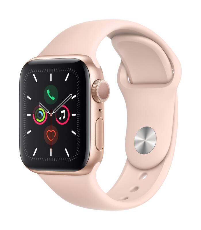 Chytré hodinky Apple Watch Series 5 GPS 40mm pouzdro ze zlatého hliníku - pískově růžový sportovní řemínek, Chytré, hodinky, Apple, Watch, Series, 5, GPS, 40mm, pouzdro, ze, zlatého, hliníku, pískově, růžový, sportovní, řemínek