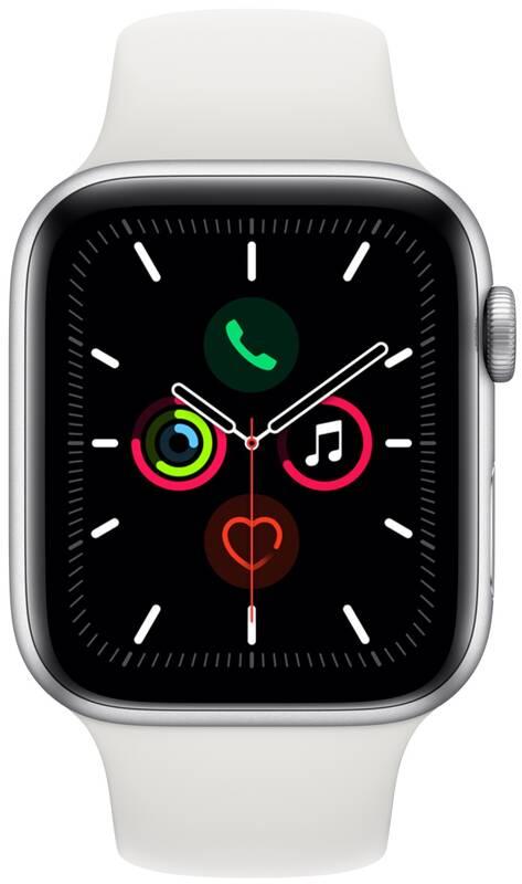 Chytré hodinky Apple Watch Series 5 GPS 44mm pouzdro ze stříbrného hliníku - bílý sportovní řemínek, Chytré, hodinky, Apple, Watch, Series, 5, GPS, 44mm, pouzdro, ze, stříbrného, hliníku, bílý, sportovní, řemínek