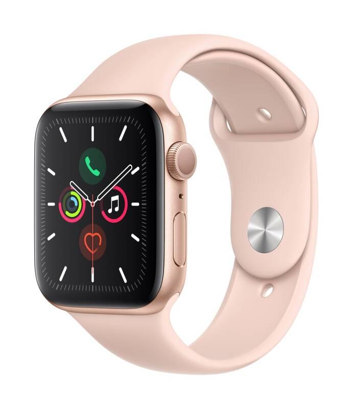 Chytré hodinky Apple Watch Series 5 GPS 44mm pouzdro ze zlatého hliníku - pískově růžový sportovní řemínek, Chytré, hodinky, Apple, Watch, Series, 5, GPS, 44mm, pouzdro, ze, zlatého, hliníku, pískově, růžový, sportovní, řemínek