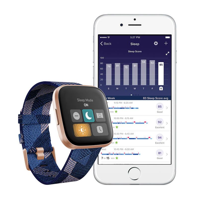 Chytré hodinky Fitbit Versa 2 Special Edition - Navy & Pink Woven