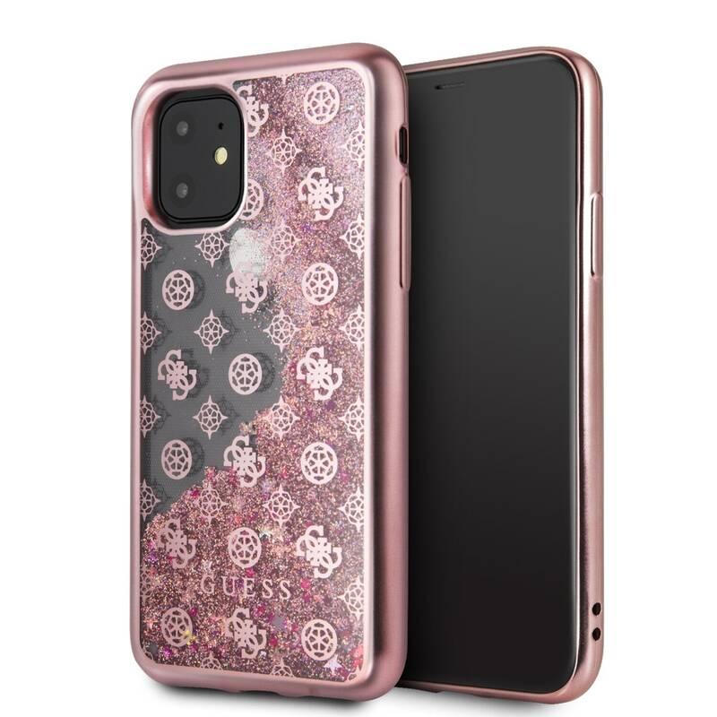 Kryt na mobil Guess 4G Peony Glitter pro Apple iPhone 11 Pro růžový