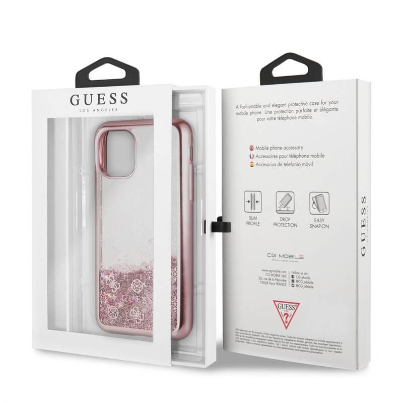 Kryt na mobil Guess 4G Peony Glitter pro Apple iPhone 11 Pro růžový