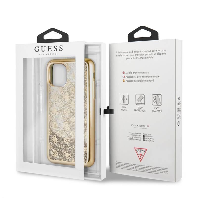 Kryt na mobil Guess 4G Peony Glitter pro Apple iPhone 11 zlatý