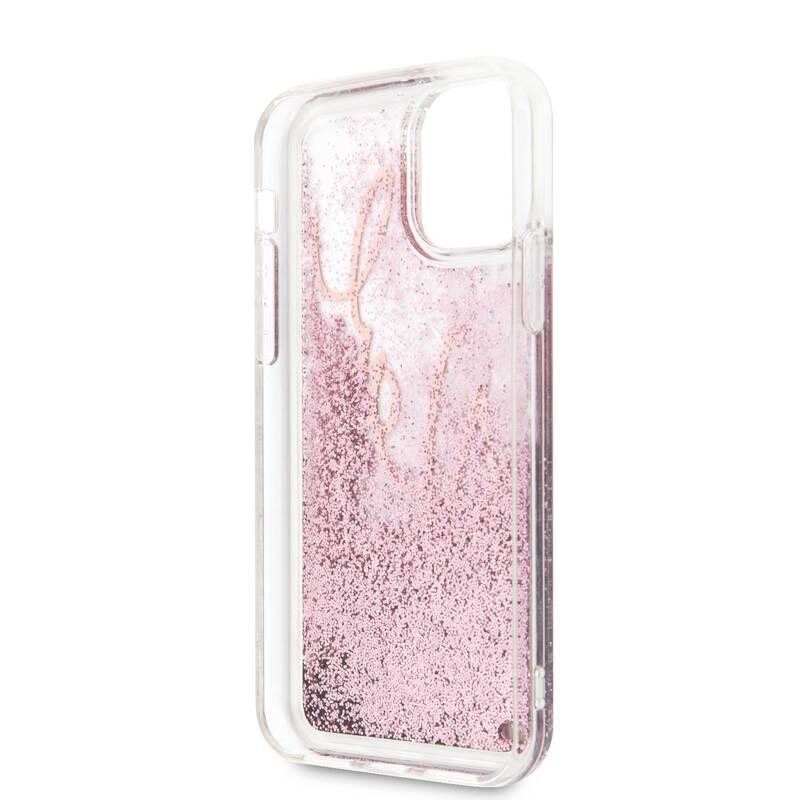 Kryt na mobil Karl Lagerfeld Glitter Signature pro Apple iPhone 11 růžový