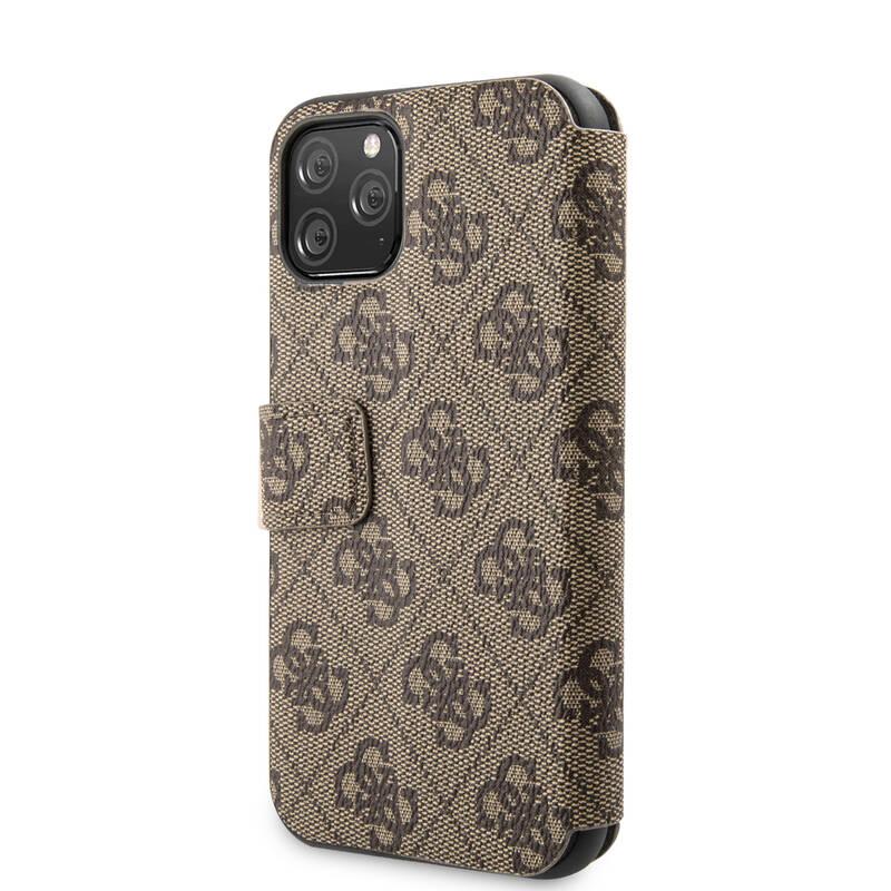 Pouzdro na mobil flipové Guess 4G Book pro Apple iPhone 11 hnědé