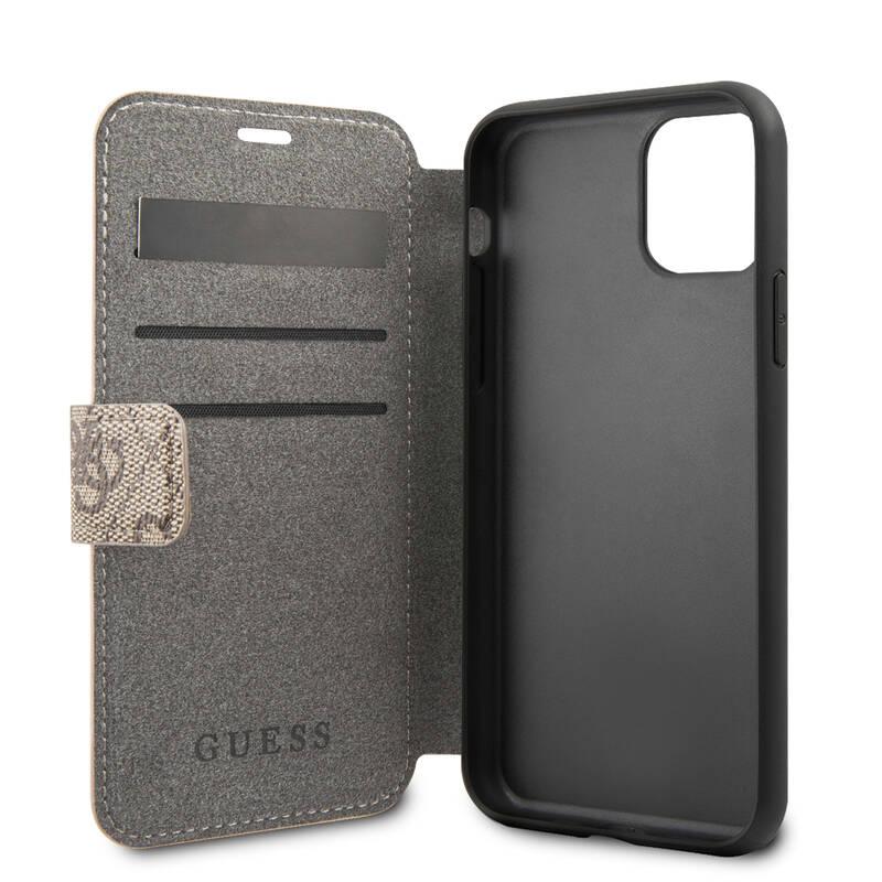 Pouzdro na mobil flipové Guess 4G Book pro Apple iPhone 11 hnědé