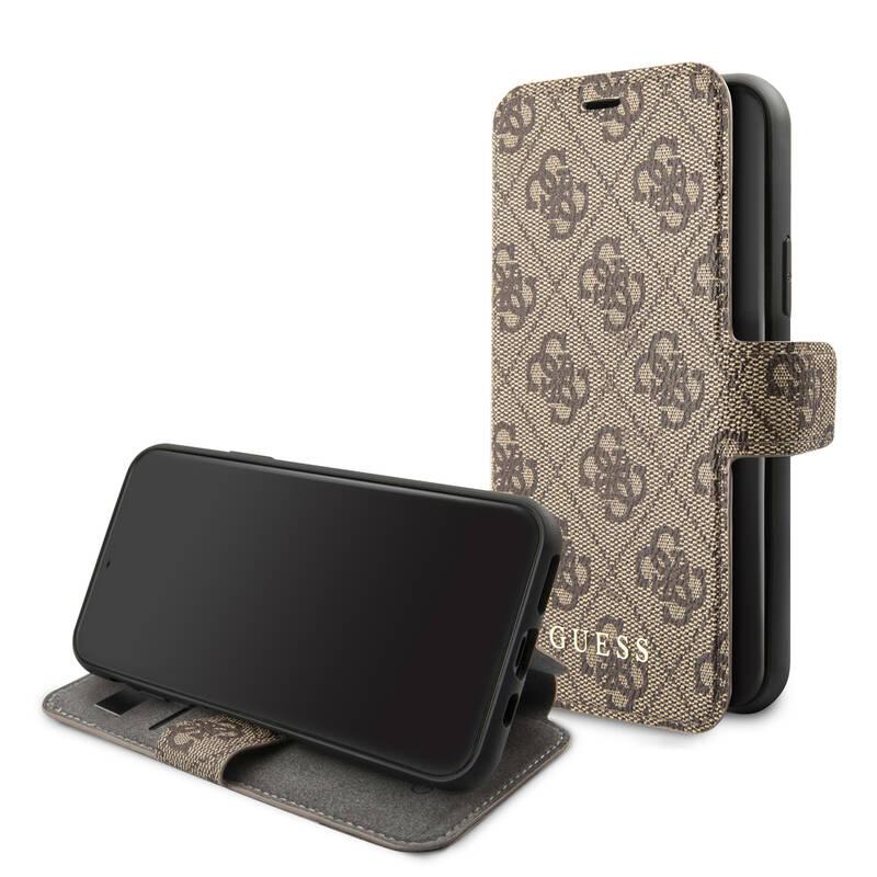 Pouzdro na mobil flipové Guess 4G Book pro Apple iPhone 11 hnědé