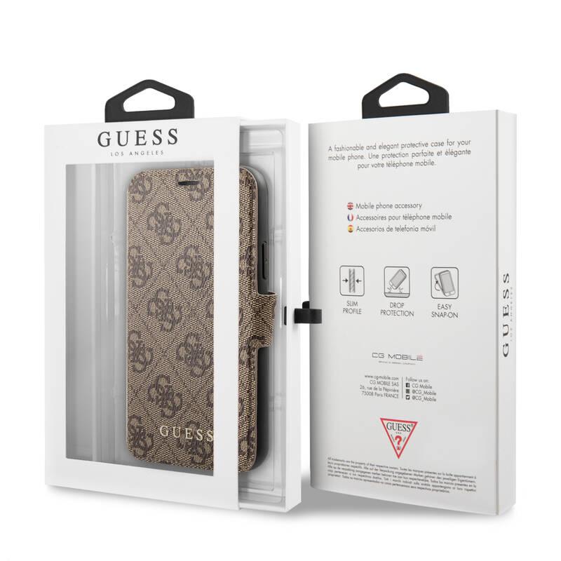 Pouzdro na mobil flipové Guess 4G Book pro Apple iPhone 11 hnědé