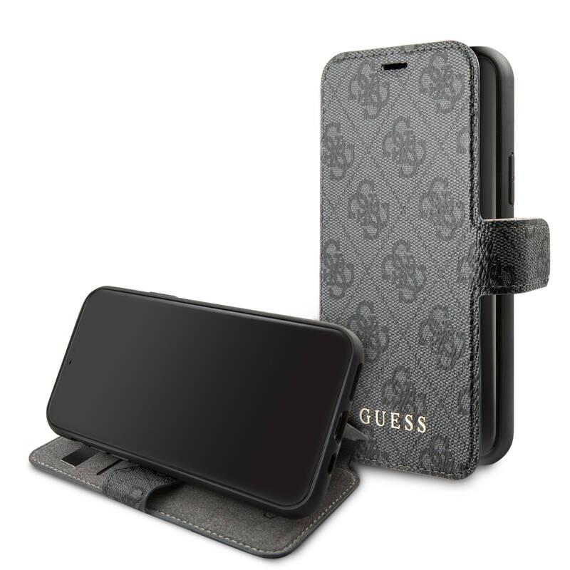 Pouzdro na mobil flipové Guess 4G Book pro Apple iPhone 11 Pro Max šedé