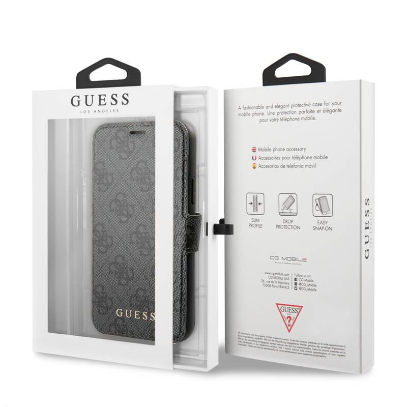 Pouzdro na mobil flipové Guess 4G Book pro Apple iPhone 11 Pro Max šedé