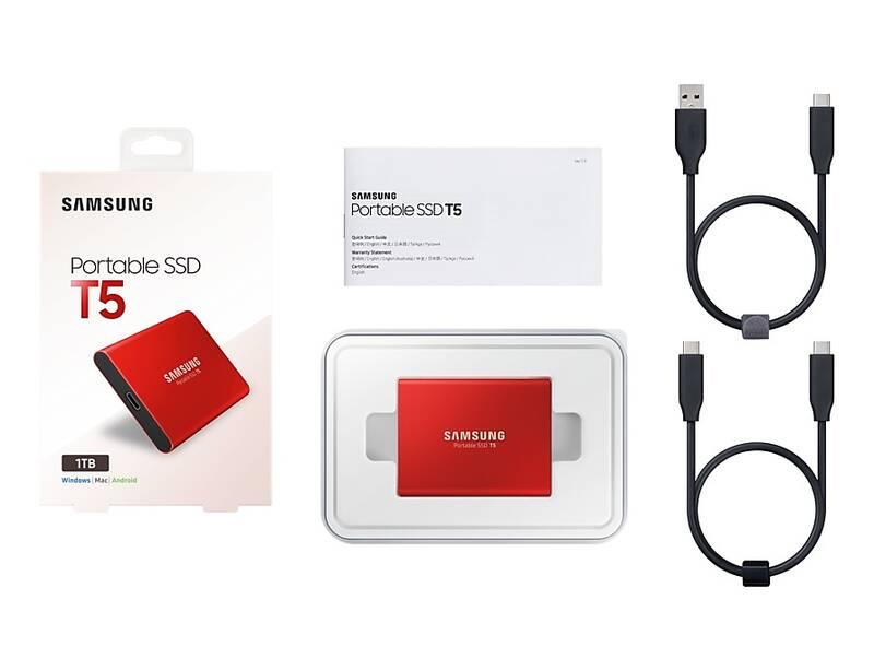SSD externí Samsung T5, 1TB červený