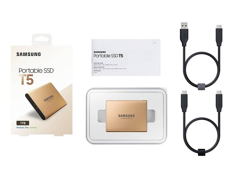 SSD externí Samsung T5, 1TB zlatý