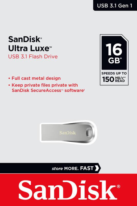 USB Flash Sandisk Ultra Luxe 16GB stříbrný