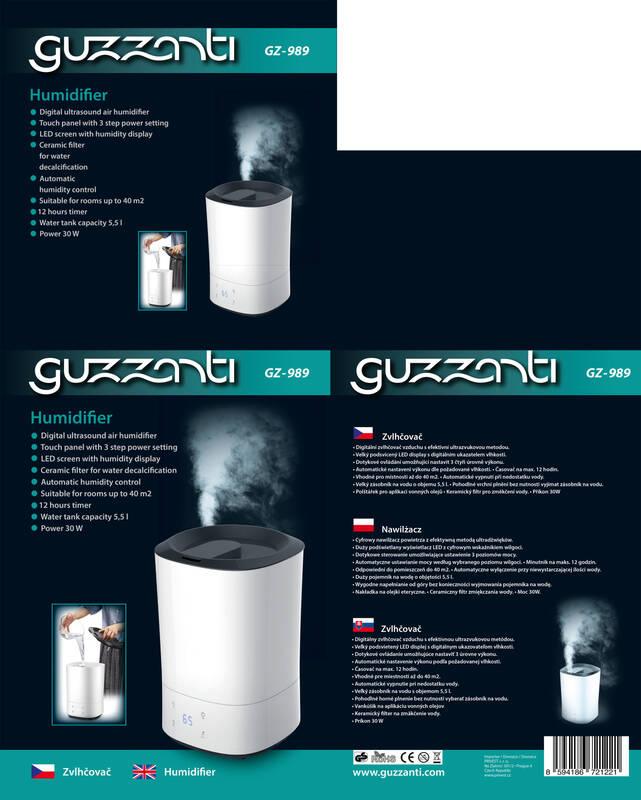 Zvlhčovač vzduchu Guzzanti GZ 989 bílý, Zvlhčovač, vzduchu, Guzzanti, GZ, 989, bílý