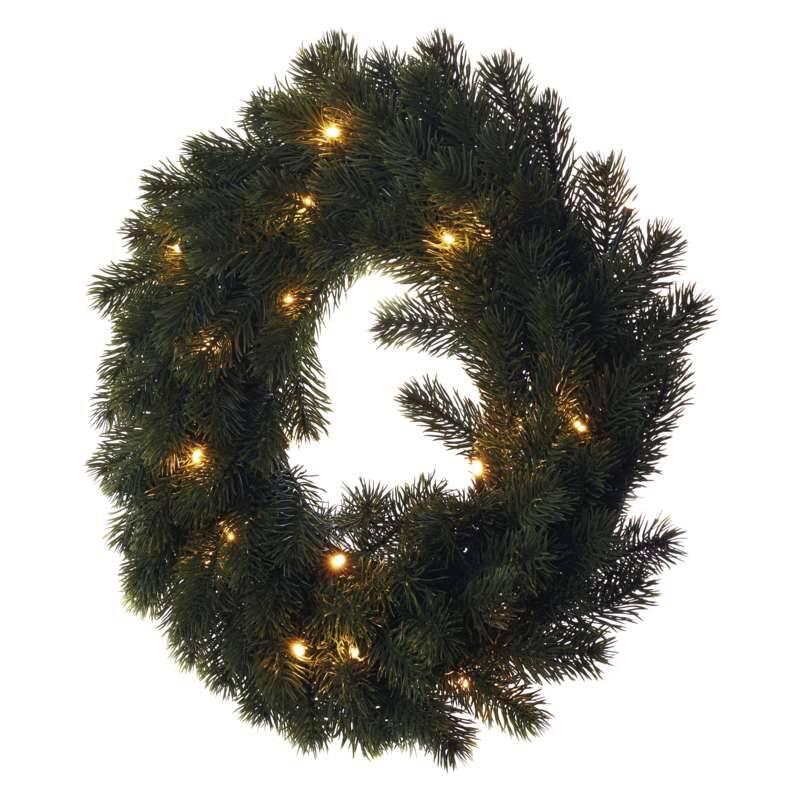 LED dekorace EMOS vánoční věnec, 40cm, 2× AA, vnitřní, teplá bílá