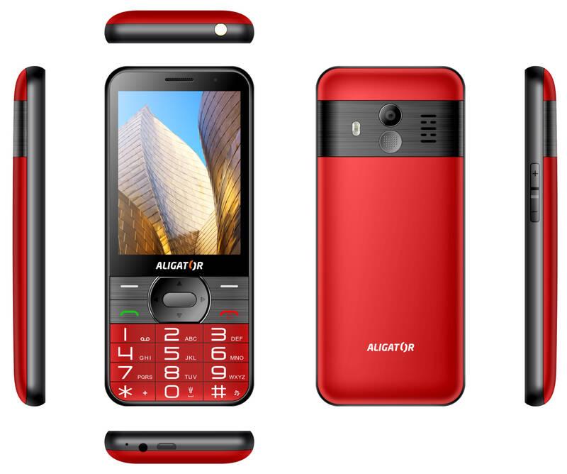 Mobilní telefon Aligator A900 Senior nabíjecí stojánek červený