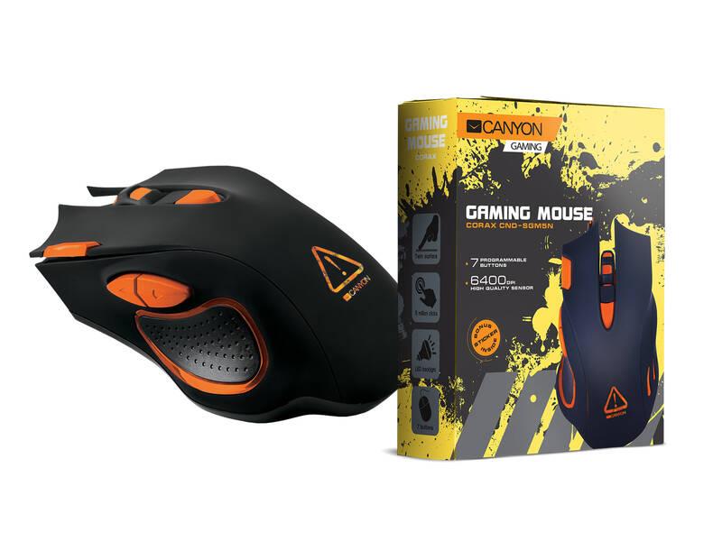 Myš Canyon Corax podložka headset černá oranžová
