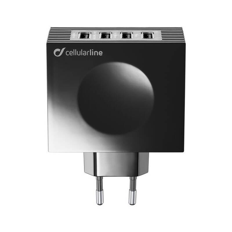 Nabíječka do sítě CellularLine Quad Ultra 4 x USB, 21W 4.2 A černá