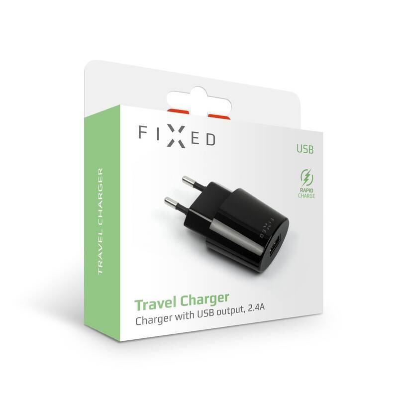Nabíječka do sítě FIXED 1x USB, 2,4A černá