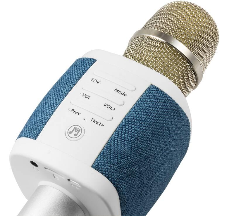 Přenosný reproduktor Technaxx FABRIC, karaoke mikrofon modrý