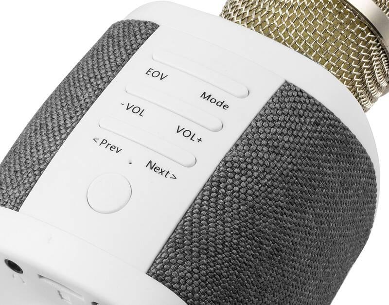 Přenosný reproduktor Technaxx FABRIC, karaoke mikrofon šedý