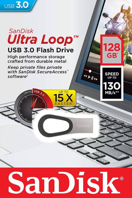 USB Flash Sandisk Ultra Loop 128GB stříbrný