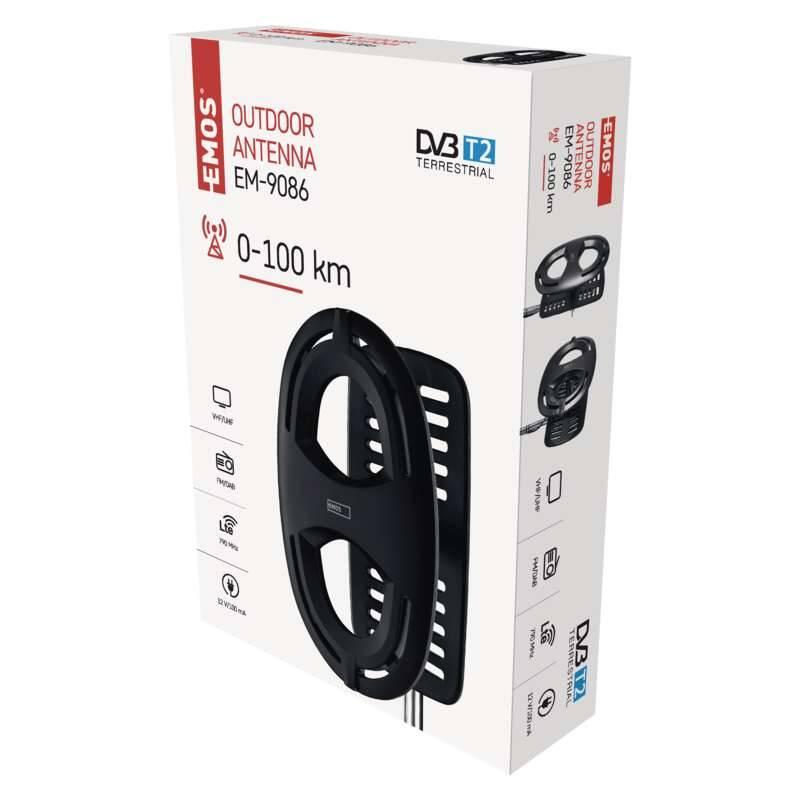 Venkovní anténa EMOS EM-9086, 0–100 km DVB-T2