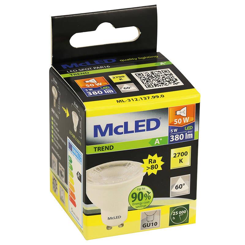 Žárovka LED McLED bodová, 5W, GU10, teplá bílá, Žárovka, LED, McLED, bodová, 5W, GU10, teplá, bílá