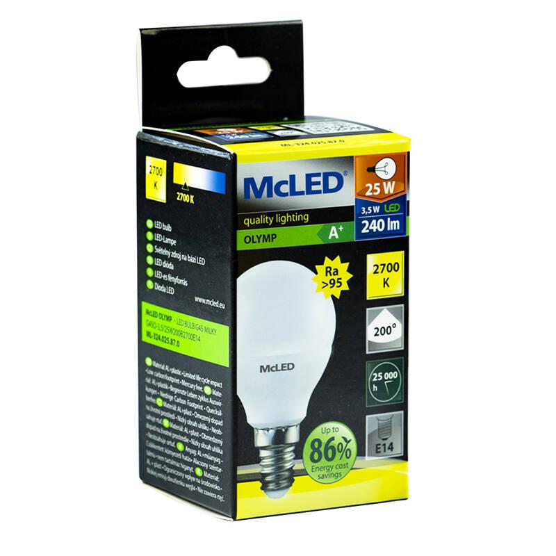Žárovka LED McLED kapka, 3,5W, E14, teplá bílá