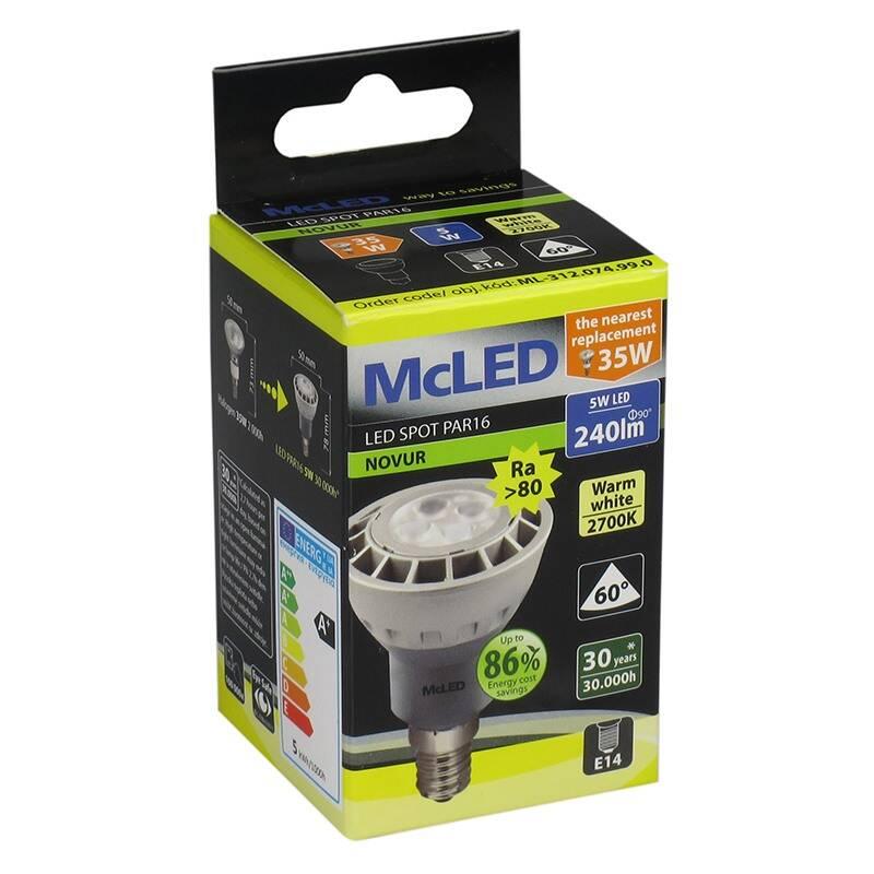 Žárovka LED McLED reflektor, 5W, E14, teplá bílá, Žárovka, LED, McLED, reflektor, 5W, E14, teplá, bílá