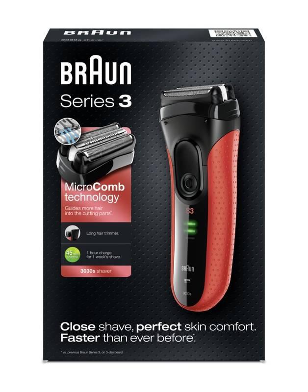 Holicí strojek Braun Series 3 3030s černý červený