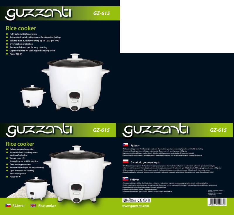 Rýžovar Guzzanti GZ 615 bílý, Rýžovar, Guzzanti, GZ, 615, bílý