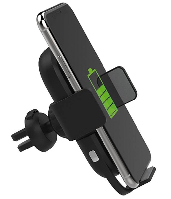 Držák na mobil PLATINET automatický, bezdrátové nabíjení QC 3.0 černý