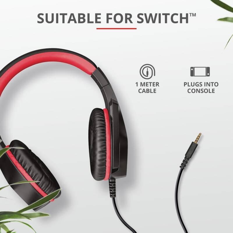 Headset Trust GXT 404R Rana pro Nintendo Switch černý červený