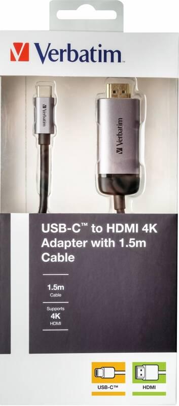 Kabel Verbatim USB-C HDMI 4K, 1,5m černý
