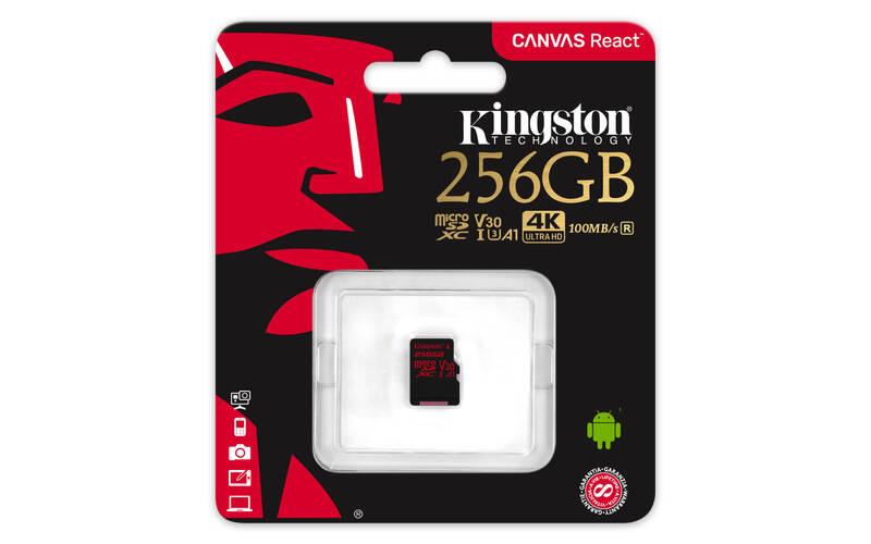 Paměťová karta Kingston Canvas React MicroSDXC 256GB UHS-I U3